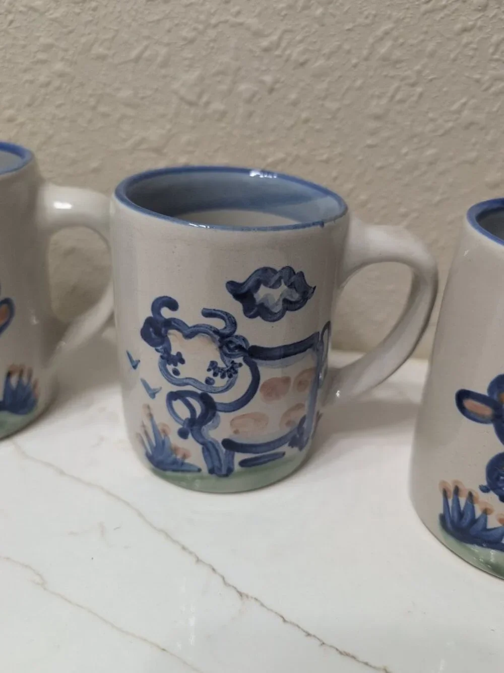 Vintage M.A. Hadley Set of 4 Coffee Mugs - Farmer Sheep Cow Chicken - The End - Picture 3 of 8